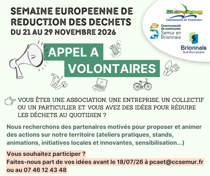 📢 APPEL À VOLONTAIRES ! ♻️🌍Semaine Européenne de Réduction des Déchets 2026